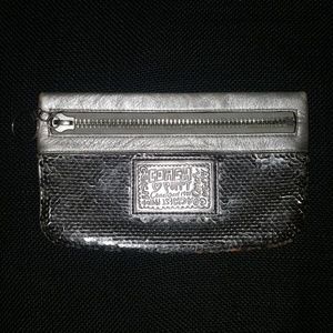 Coach silver sequined clutch